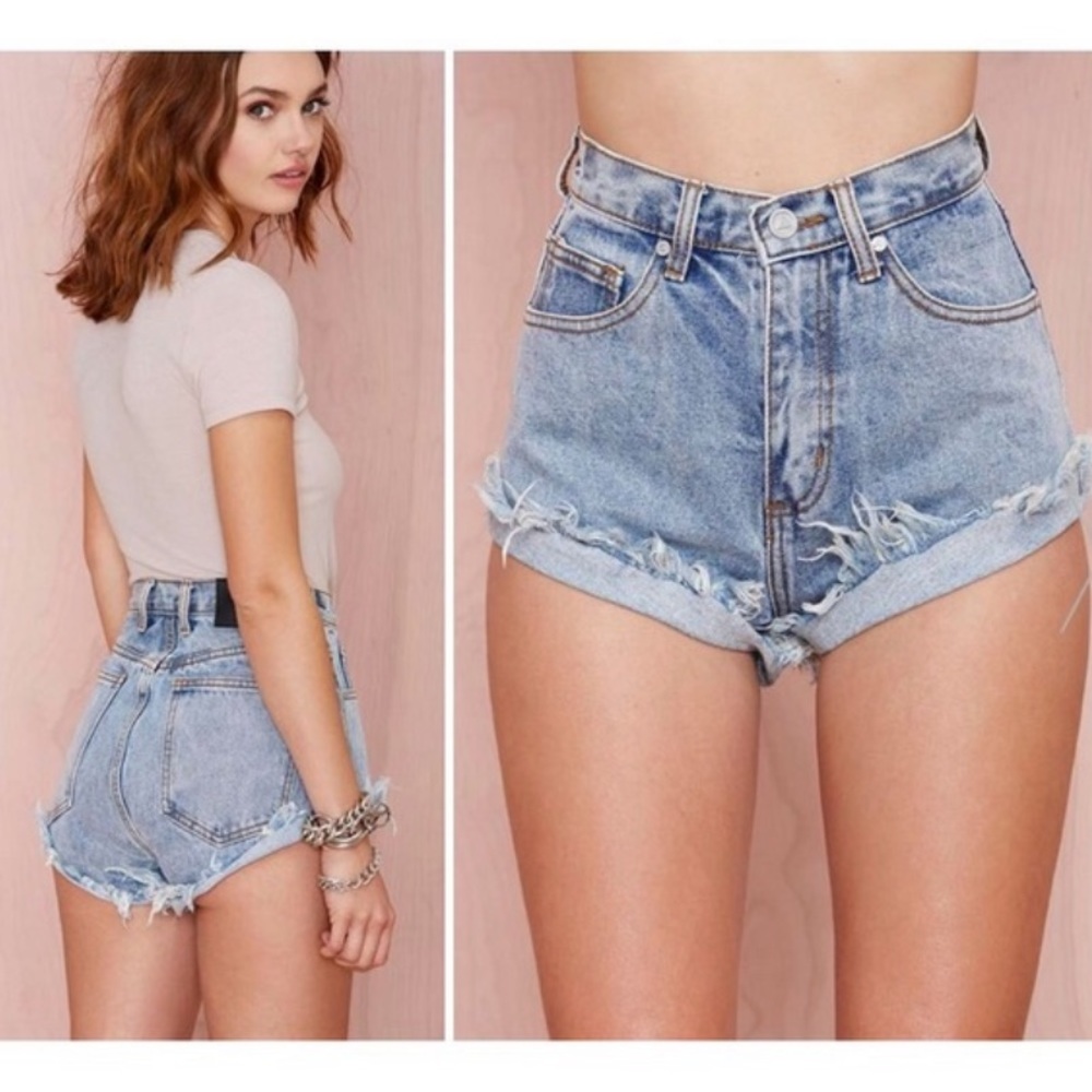 UNIF Vada Denim Shorts Distressed Cuffed